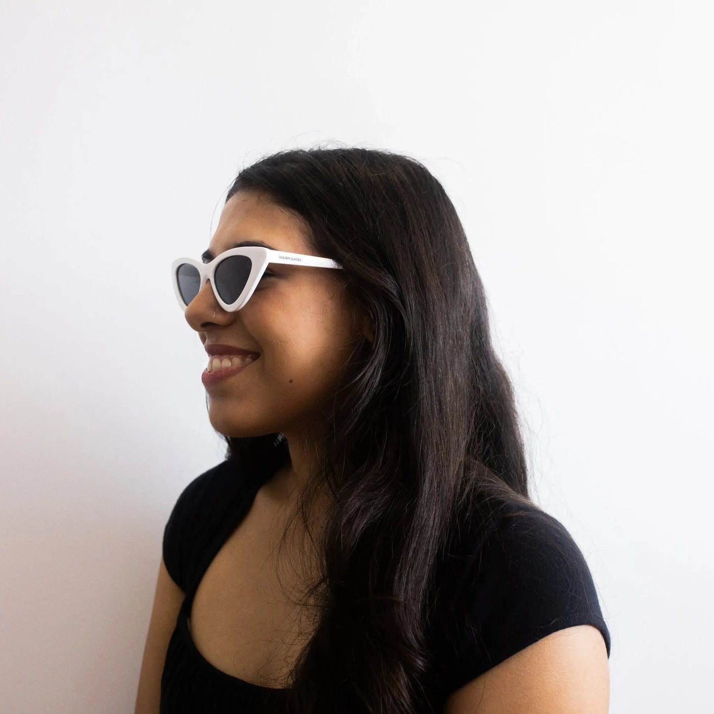 Lunettes de soleil blanches pour femmes en forme d'œil de chat