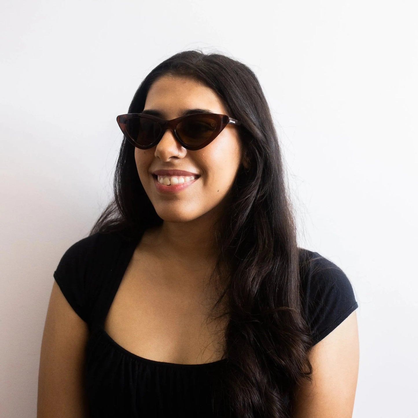 Lunettes de soleil marron en forme d'œil de chat pour femmes