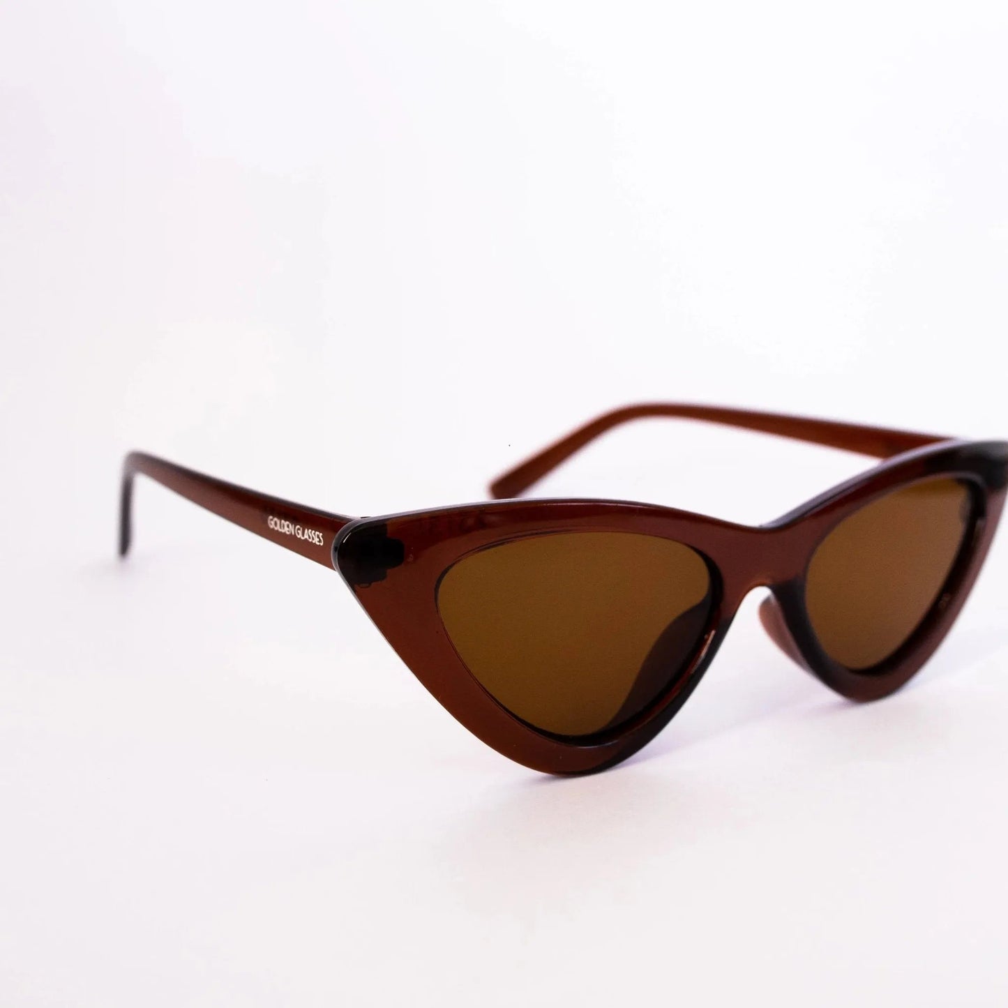 Lunettes de soleil marron en forme d'œil de chat pour femmes