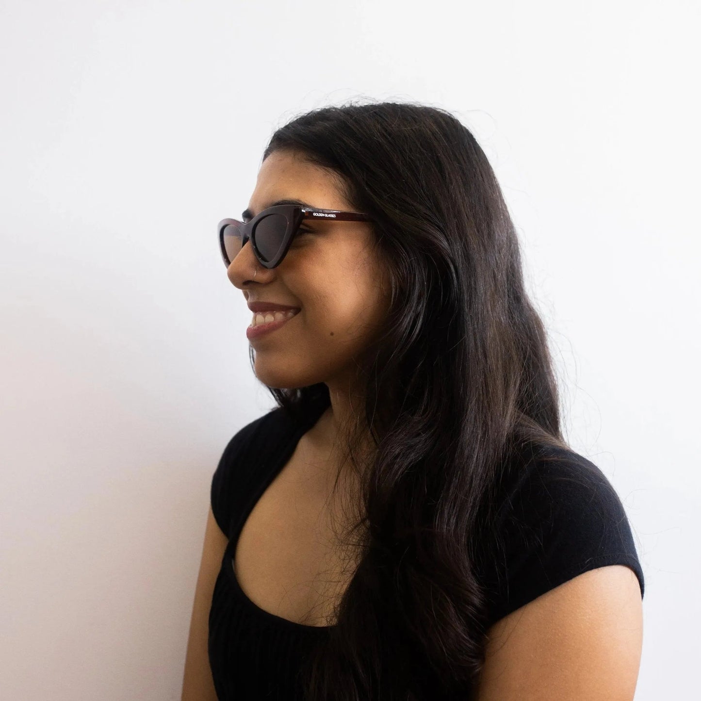 Lunettes de soleil marron en forme d'œil de chat pour femmes