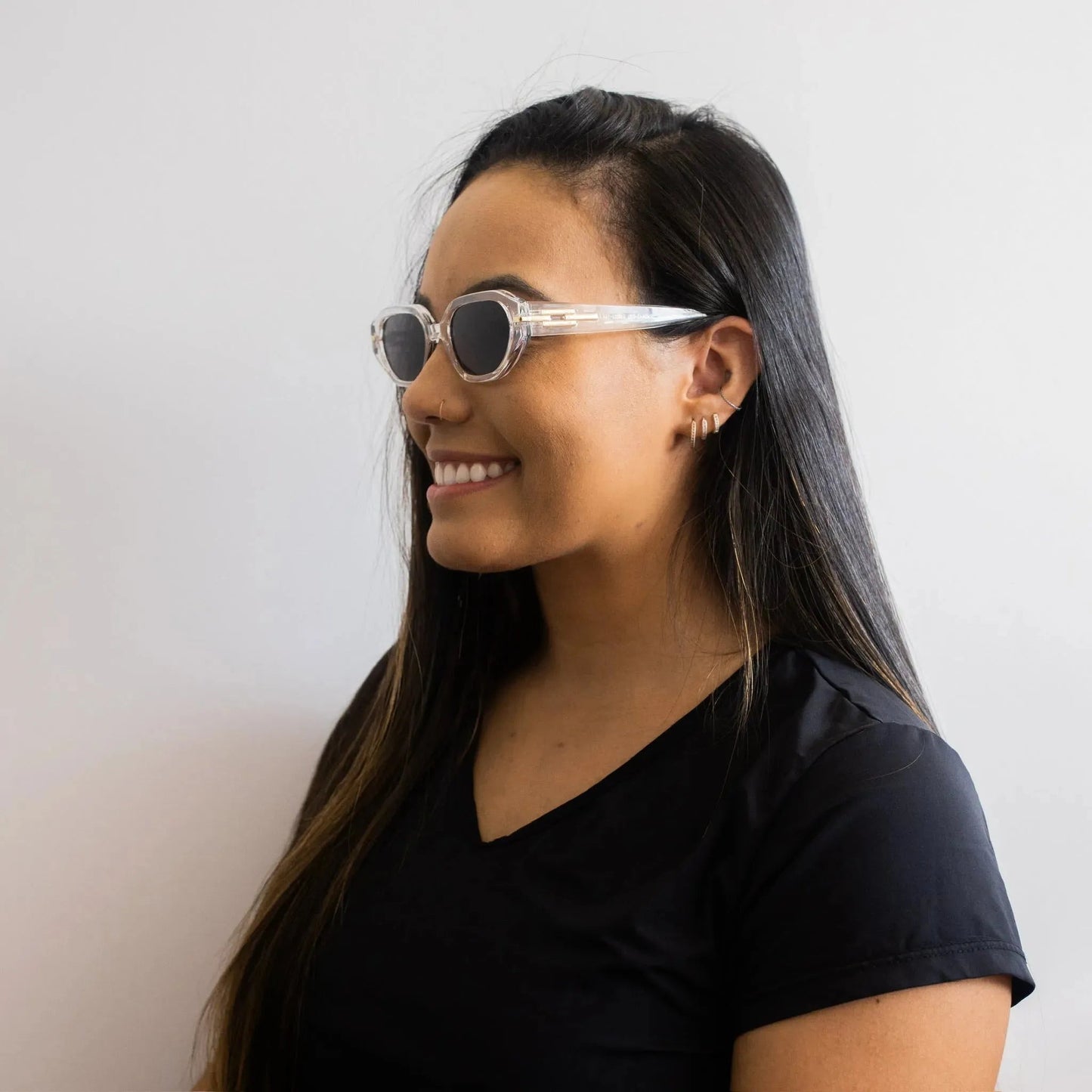 Lunettes de soleil transparentes en cristal pour femmes