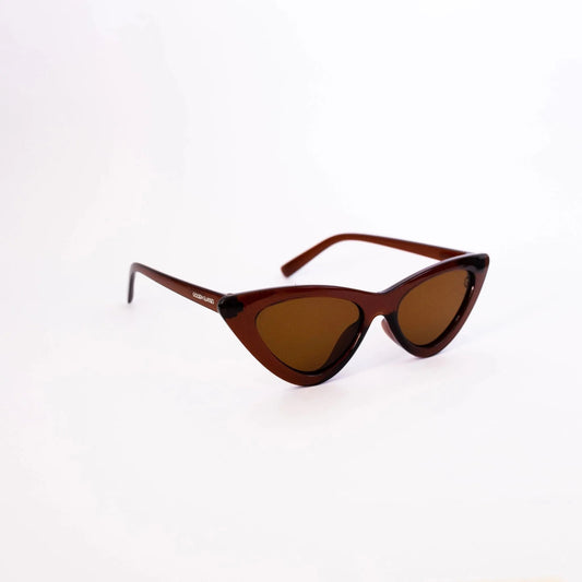 Lunettes de soleil marron en forme d'œil de chat pour femmes