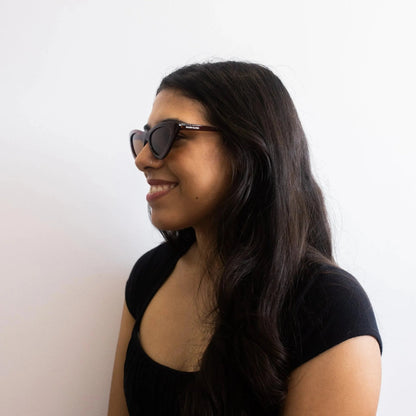 Lunettes de soleil marron en forme d'œil de chat pour femmes